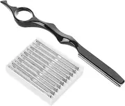 TOVINANNA Hair Thinning Scissors Set 11pcs Metal Shaving Razors for Men Manual Hair Cutting Razor Comfort Grip Smooth Trimming