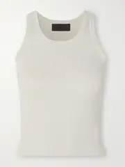 [Nili Lotan] Nili Lotan - Calida Ribbed Cotton-jersey Tank - Ivory - large large Ivory