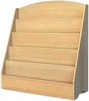 ARTISS Kids Bookcase, Keezi 5-Tier Wooden Kids Bookshelf Magazines Display Rack Stand - Natural