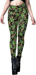 [Generic] Yoga Pants for Women Shamrock Stretchy Tights Lucky Leaf Print Compression Trousers Irish Tights Workout Tight