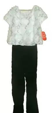 New Girls Small 6-6X Soutache Jumpsuit Wonder Nation Black White Sequins