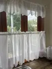 Cafe Curtain Trailing Leaf 30cm+ 60cm drop - IVORY SNOW VOILE-caravan-kitchen