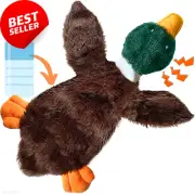 Water Bottle Cruncher No Stuffing Soft Plush Duck Dog Toy, Cute Squeaky Crinkle