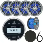 Enrock Bluetooth Marine Receiver, 4x 6.5" 180W Speaker, Wire, Antenna, Cover