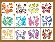 12 Pieces Butterfly Template Drawing Templates Painting Templates, Reusable Drawing Templates for DIY Craft Scrabooking Wall Decoration