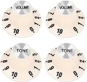 [Banworks] Guitar Control Knobs Metric 18-Spline 2 Tone 2 Volume Knobs Speed Knobs Aluminum Top Witch Hat Knobs 6mm (15/64") for Epiphone Les Paul SG Style Electric Guitars 4Pcs JT/XN-14 Light Cream