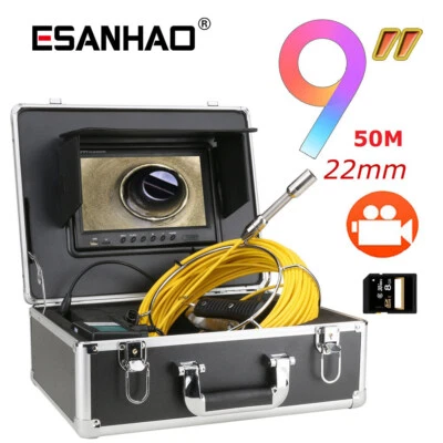 9" DVR Monitor 50M Pipe Inspection Video Camera IP68 1000TVL Drain Sewer Camera