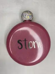 Pink Flask With Rhinestone Screw On Top Storri Flask