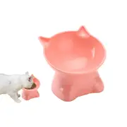 Elevated Cat Ceramic Bowls Small Pet Food Feeder Dishes for Cats and Puppy-Pink