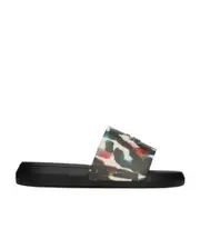 graphic logo print pool slides 39,40 Black