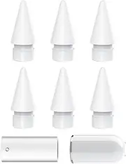 EssenceNest 6 Pack Replacement Tips Compatible with Pencil 1st/2nd Gen, USB C, Pro - Premium Upgraded Pencil Nibs for iPad Pro Air Mini (Include 1 x Pen Cap & Adapter)