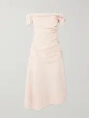 [LIBEROWE] LIBEROWE - Accordion Asymmetric Checked Wool And Cotton-blend Dress - Pastel orange - medium medium Orange