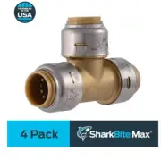 SharkBite Max 1/2 in. Push-to-Connect Brass Tee Fitting (4-Pack)