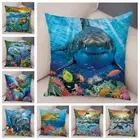 Turtle Shark Dolphin Animal Pillowcase Decor Underwater World Cushion Cover