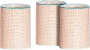 Nicola Spring Patterned Porcelain Kitchen Utensil Pots - Orange Print Design - Pack of 3