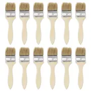 2 Inch Paint Brush Natural Bristle Flat Edge Wood Handle for Painting 12Pcs