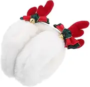 [CATIEBYE] Boys and Girls Winter Earmuffs Christmas Earmuff Plush Antler Shape Soft Comfortable Ear Protectors for Children