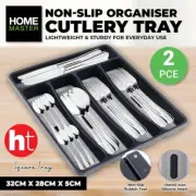 Home Master [2PCE] Cutlery Tray 5 Sections With Utensil Icon Non-Slip Lining