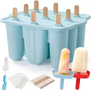 Silicone Popsicle Moulds with Popsicle Holders, 9-Cavity Ice Cream Moulds Popsic