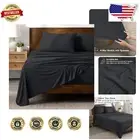 Black Microfiber Stretch Sheet Set - King, Durable & Easy Care for Everyday Use