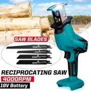 Mini Electric 18V Reciprocating Saw Cordless 4 Metal Blade Wood Cutting Tool Set