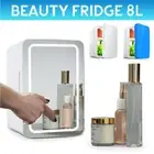 8L Mini Bar Fridge Small LED Mirror Makeup Beauty Refrigerator Cosmetics Cooler