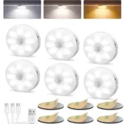3Color PIR Motion Sensor LED Night Light USB Rechargeable Night Lamp For Cabinet