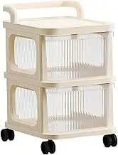 Drawer Storage Carts, 11x14x19 Plastic Drawer Storage with 2 Sliding Drawers, Caster Wheels & Handle, Capacious Load-Bearing Storage Drawers for Home Closet Bedroom Storage Cabinet with Wheels 2 Dra