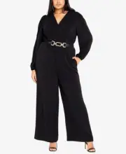 NEW City Chic Ladies Black Wide Leg Avah Belted Jumpsuit Plus Size L 20 #S10