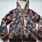 JESSICA SIMPSON Reversible Sherpa Lined Bomber Jacket Girls Sz 14 Black Floral