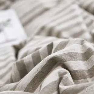 日式簡約條紋天竺棉床包組被套床單組枕套單人床雙人床品親膚裸睡文藝純棉寢具