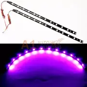 2x NEW 30cm/12" Purple LED Strip Footwell Under Dash Light Waterproof Exterior