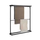 ACA Steel Towel Bar Holder Rack 2 Tiers Freestanding Bath Towel Storage Black