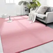Area Rug Playmat for Kids, 1cm Thick Coral Velvet Non-Slip Fluffy Carpet, Modern Washable Soft Fur Floor Play Mat Throw Rugs for Living Room,Bedroom,Playroom (Pink, 200x120cm)