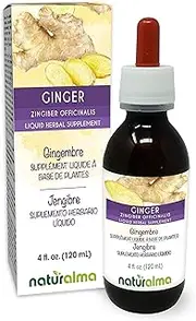 Ginger (Zingiber officinalis) Rhizome Alcohol-Free Tincture Naturalma | 4 fl oz Liquid Extract in Drops | Herbal Supplement | Vegan | Product of Italy