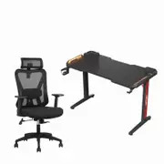 Advwin 120cm Gaming Office Desk & Gaming Office Chair with Adjustable Armrests Black