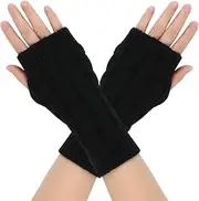 Dresmannst Women's Arm Warmers, Warm Cuffs for Winter Autumn, Fingerless Arm Warmers, Fine Knit, Long Hand Warmers, Soft and Stretch Gloves