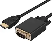 Qaoquda HDMI to VGA Cable, 6ft/1.8m Gold-Plated 1080P HDMI Male to VGA Male Video Audio Converter Adapter Cord Support Notebook PC DVD Player Laptop TV Projector Etc