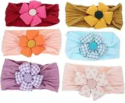 [JOINPAYA] Cotton Hair Band Set for Baby Girls 6 Pack Newborn Elastic Flower Headbands Toddler Essential Adorable Comfortable
