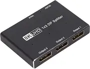 1x3 DP Splitter, Plug and Play 4K 144Hz 8K 60Hz DisplayPort Splitter for Hotel for School for Home Theater