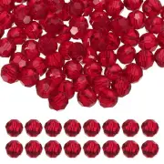 8mm Round Crystal Beads, 100 Pcs Glass Faceted Ball Bead, Red