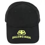 【BALENCIAGA 巴黎世家】簡約LOGO帽沿電繡個性遮陽帽棒球帽(黑/螢光黃)