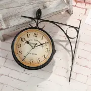Dyna-Living Double Sided Wall Clock 7-inch Vintage Wall Clock Retro Train Sta...