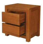 Amsterdam 2 Drawer Bedside Table - Light Pecan