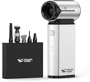 [Smiling Shark] Electric Dust Blower, New Upgrades J02 Two Modes 150,000 rpm Air Duster Wireless Aluminium Dust Blower and Mini Handheld Vacuum Cleaner 2 in 1 for Cleaning/Keyboard/Sofa/Car, (Silver)