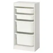TROFAST storage combination with boxes, white/white, 46x30x95 cm