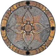 Handmade Symmetrical Brown and Gray Patterned Mosaic Medallion