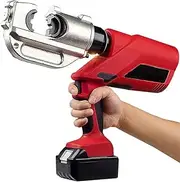 FURLOU Electric Hydraulic Pliers, Red, Hydraulic Crimping Pliers, Rechargeable, Crimp Range 16-400mm², Copper & Aluminum Terminal Lugs, Battery Powered Wire Crimping Tool