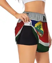 [GaxfjRu] Flag of Hawaii American Print Women's Running Shorts High Waisted Running Shorts Pocket Sporty Gym Elastic Short