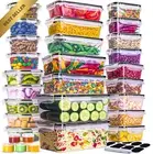 60 Pcs Food Containers with Lids, 75oz to 1.2oz, Microwave & Dishwasher Safe